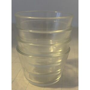 Vintage Set 4 PYREX 4oz‎ Custard Cups 3 Ring Smooth Edge